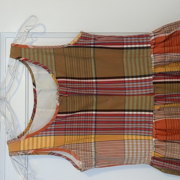 Plaid Fall Pumpkin Patch Oktoberfest Tank Dress Cotton Midi Autumn Leaves Size 4 - Picture 6 of 7